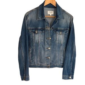 Frame Denim Classic Indigo blue Jean Jacket large soft pockets
